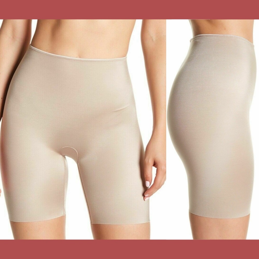 NEW $52 Spanx Slimplicity Mid-Thigh Shaper in Sandcastle Nude [‎ SZ Small ]